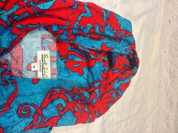 Vintage Surf Line Hawaii Jams Red and Blue Floral Full Zip Hoodie Jacket Size Sm - Picture 8 of 10